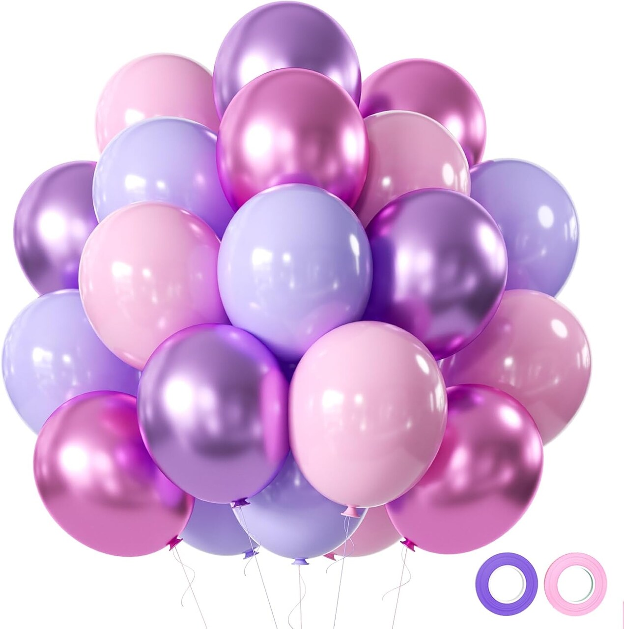Pink and Purple Party Balloons, 50Pcs 12 Inch Purple Pink Balloons, Metallic Pink Purple Latex Balloons Birthday Party Balloons for Girls Birthday Baby Shower Wedding Party Decorations